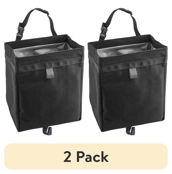 (2 pack) Auto Drive Premium Collapsible Waterproof Trash Bin Portable Auto Storage Bag Black