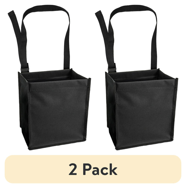 (2 pack) Auto Drive Trash Bin Collapsible Portable Auto Garbage Bag Multipurpose Car Organizer (Black)
