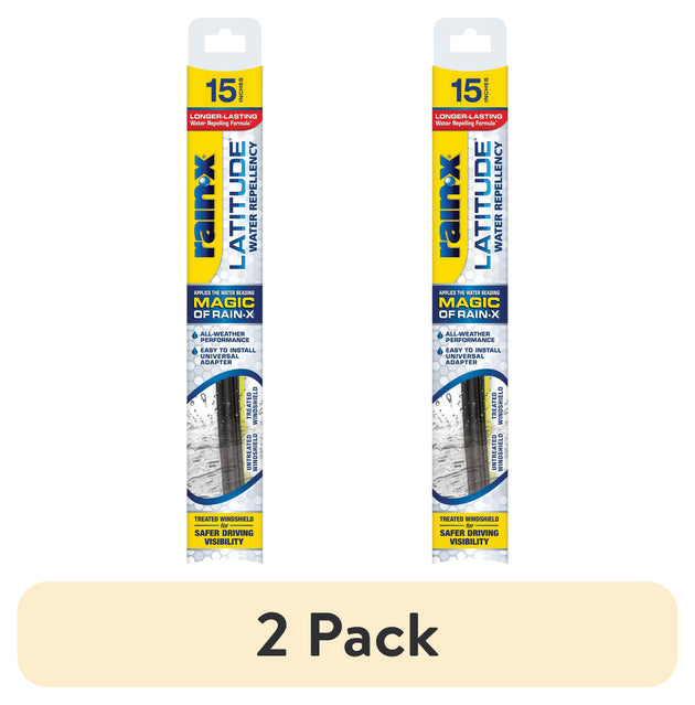 (2 pack) Rain-X Latitude Water Repellency 15" 2-in-1 Windshield Wiper Blade